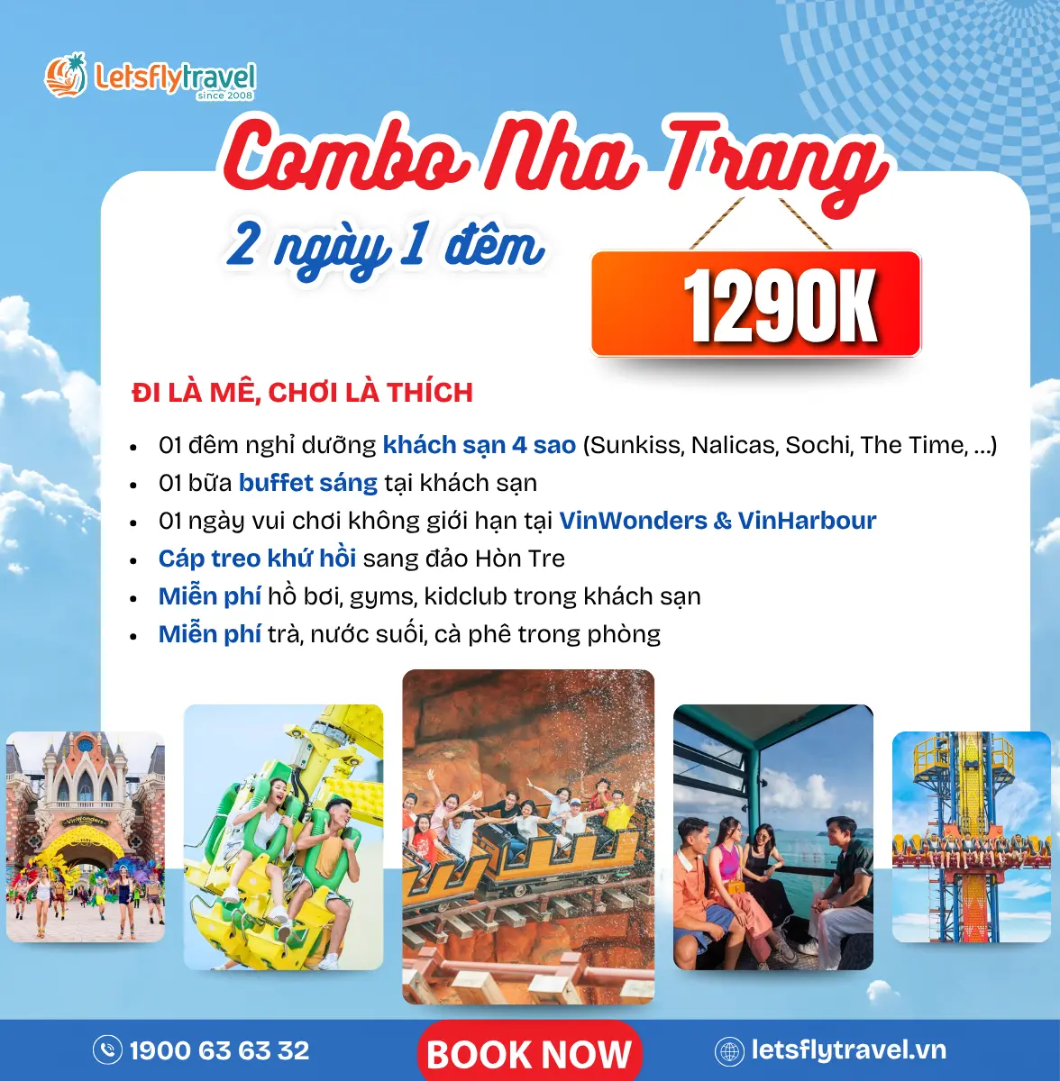 Combo 2 ngày 1 đêm khách sạn 4 sao – Vinwonders