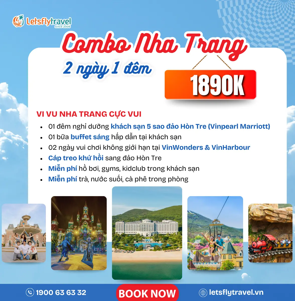 Combo Nha Trang 2 ngày 1 đêm – khách sạn 5 sao – Vinwonders