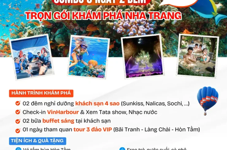 Combo Nha Trang 3 ngày 2 đêm khách sạn 4 sao – 3 Đảo – Vinhabour