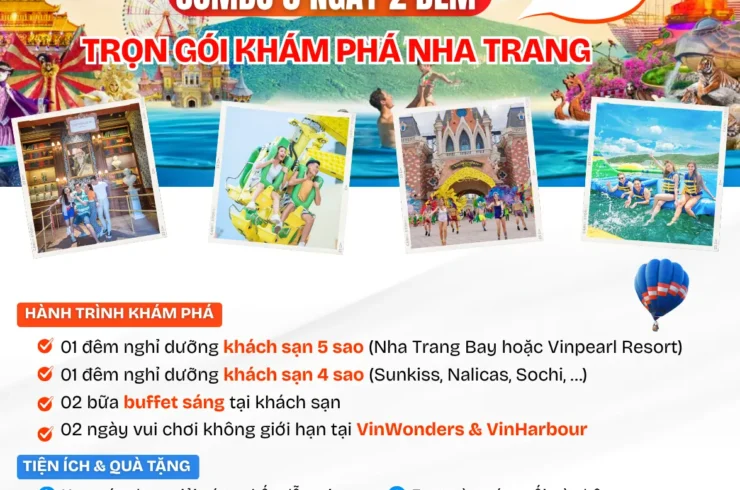 Combo Nha Trang 3 ngày 2 đêm – Khách sạn 4, 5 sao – Vinwonders