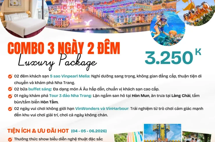 Riêng tư: Combo Nha Trang 3 ngày 2 đêm khách sạn 5 sao – Vinwonders – 3 đảo