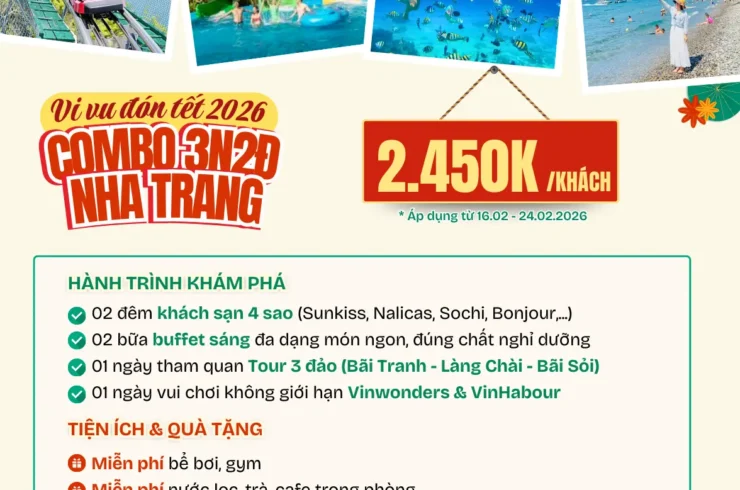 Combo Nha Trang 3 ngày 2 đêm – Nghỉ dưỡng 4 sao – VinWonders