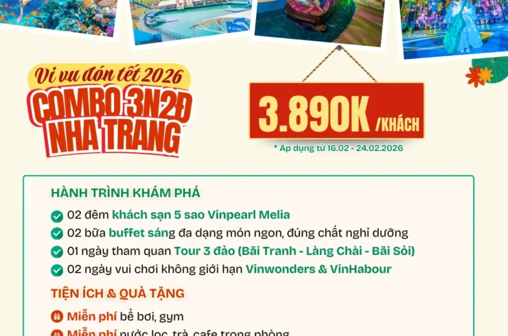 Combo Nha Trang 3 ngày 2 đêm khách sạn 5 sao – Vinwonders – 3 đảo