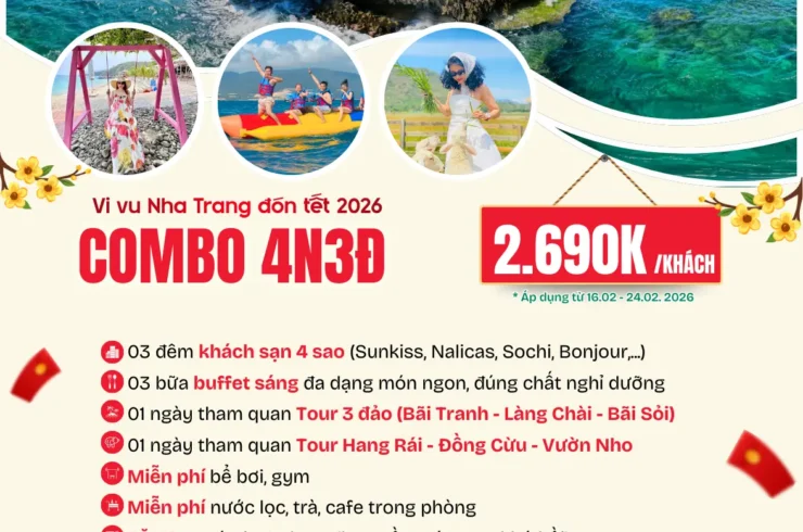 Combo Nha Trang 4 ngày 3 đêm trọn gói – Tour đảo, tour Hang Rái